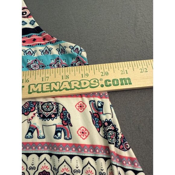 Boho Elephant Print Sleeveless Dress Bobbie Brooks XL Multicolor Cotton Blend - Picture 4 of 5